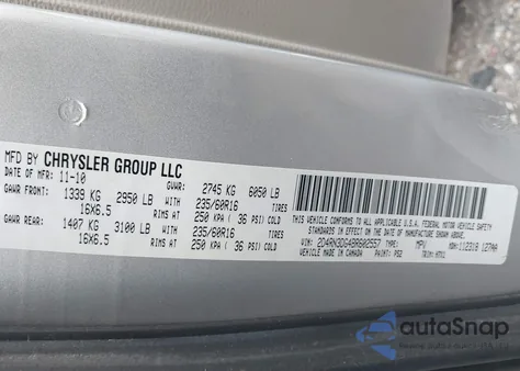 2011 Dodge Grand Caravan Mainstreet из США, поврежденный, VIN 2D4RN3DG4BR602557